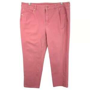 Isaac Mizrahi LIVE! Size 14P Jeans Denim Pants Pink Straight Leg High Rise